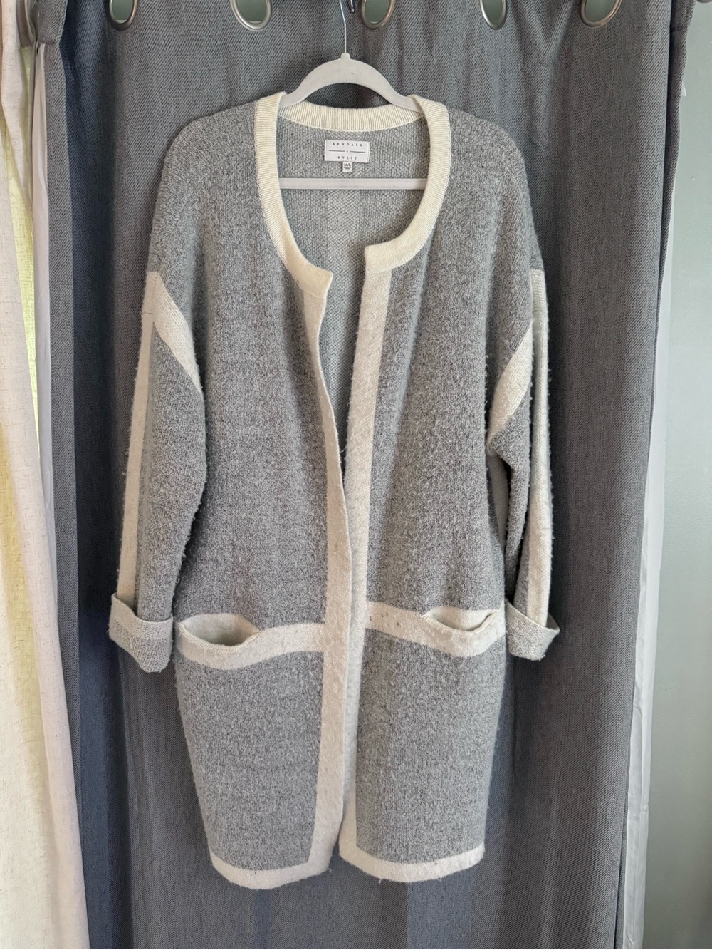 Kendall + Kylie Sweater Coat - Gray/Cream